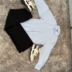Men's Blue Striped Dress Shirt
